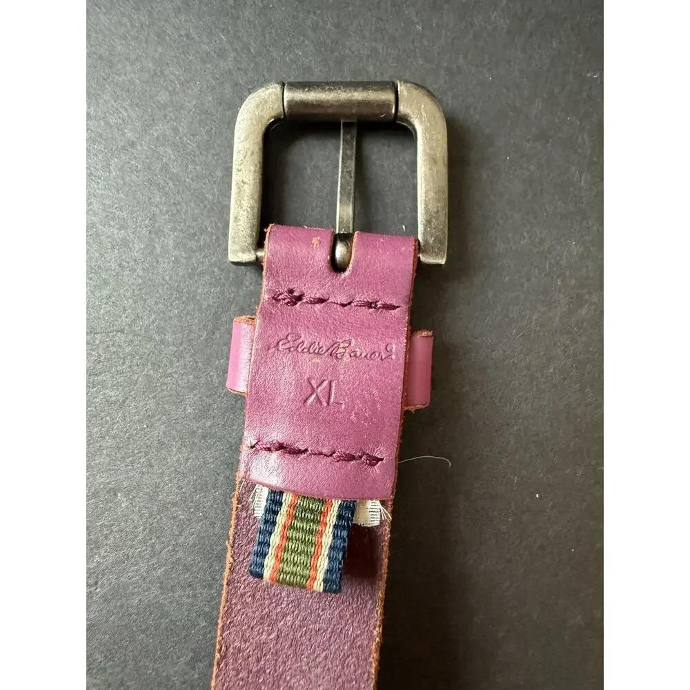 Vintage Eddie Bauer Braided Leather Belt Womens Size XL Skinny Boho Southwestern